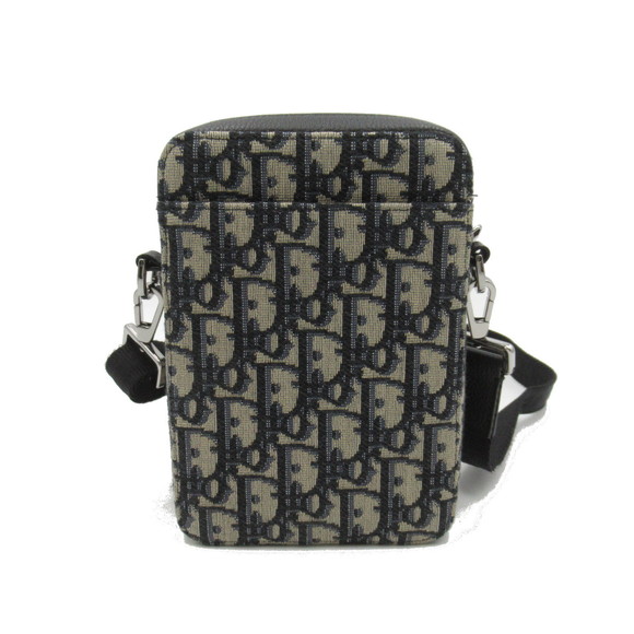 Dior Navy Bag Leather Oblique Jacquard Shoulder - Picture 1 of 10